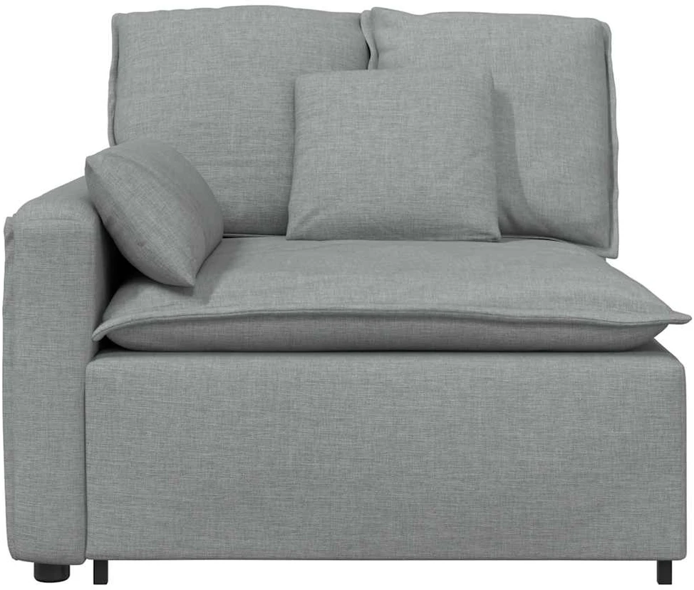 Modulinė sofa su porankiu ir pagalvėlėmis, šviesiai pilka, 100 cm
