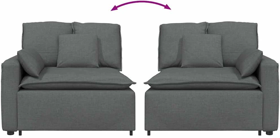 Modulinė sofa su porankiu ir pagalvėlėmis, tamsiai pilka, 100 cm