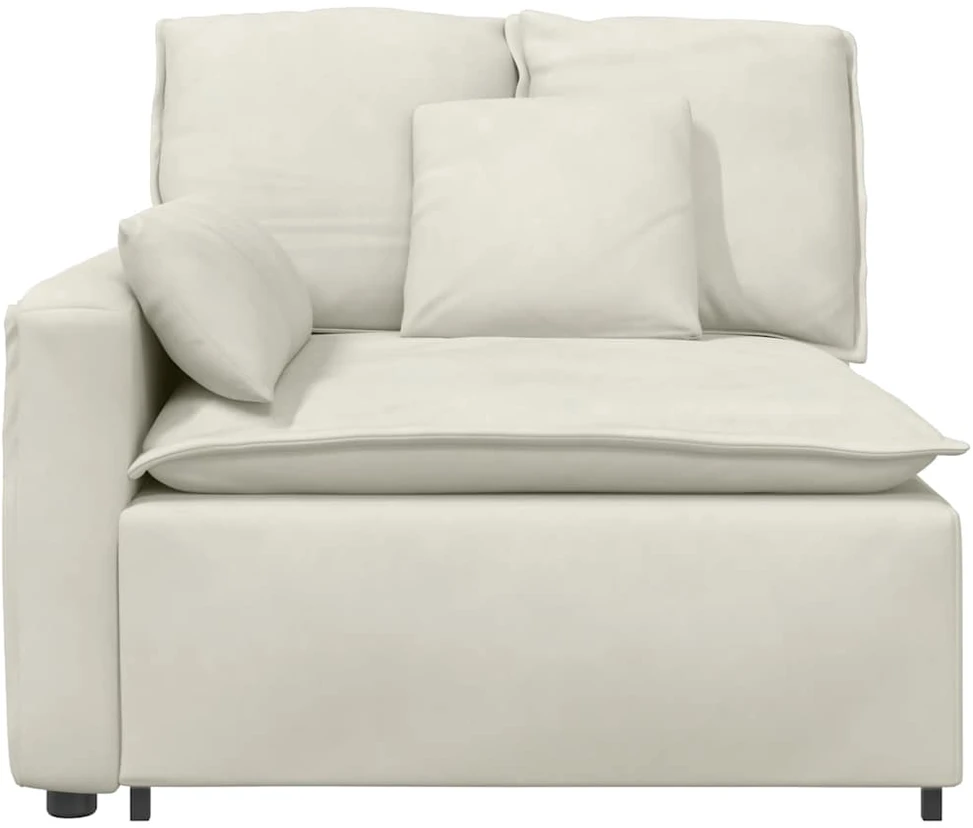 Modulinė sofa su porankiu ir pagalvėlėmis, kreminės spalvos, 100 cm