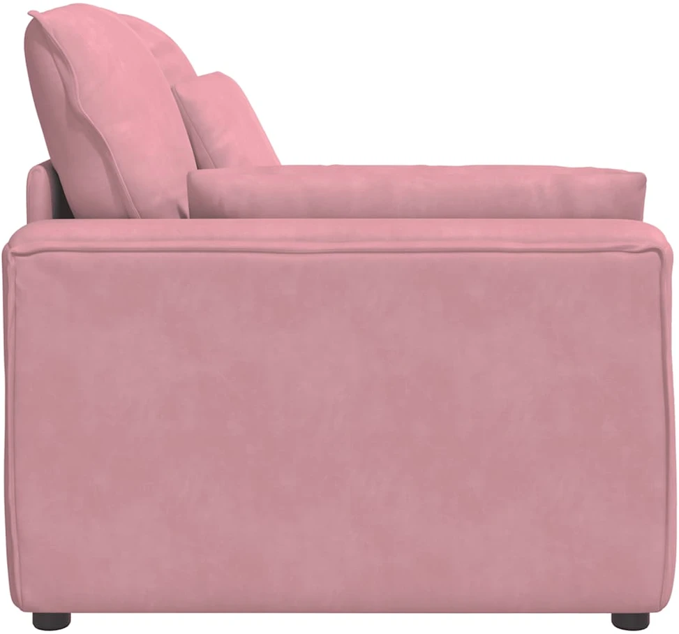 Modulinė sofa su porankiu ir pagalvėlėmis, rožinė, 100 cm