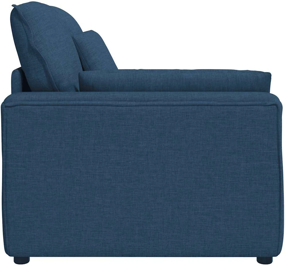Modulinė sofa su porankiu ir pagalvėlėmis, mėlyna, 100 cm