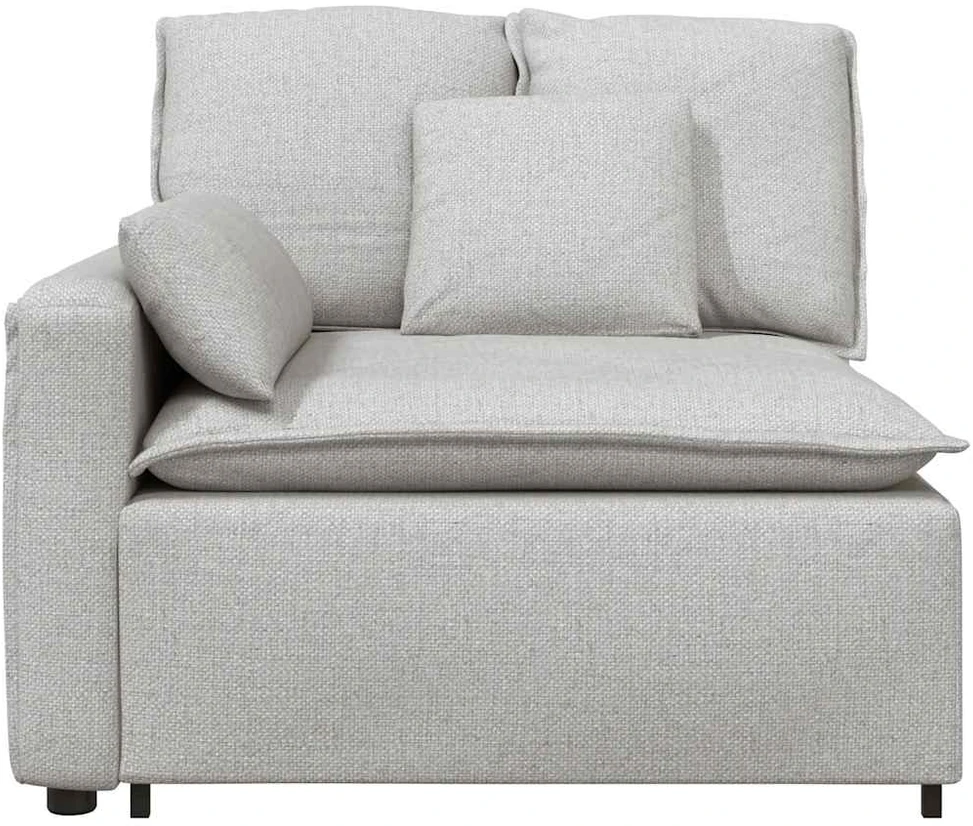 Modulinė sofa su porankiu ir pagalvėlėmis, pilka, 100 cm