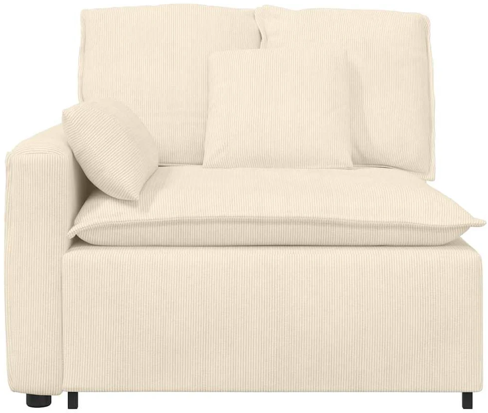Modulinė sofa su porankiu ir pagalvėlėmis, kreminės spalvos, 100 cm