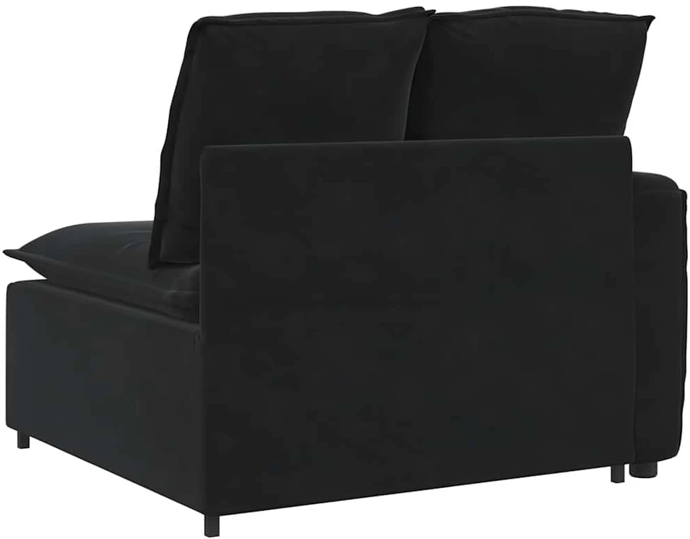 Modulinė sofa su porankiu ir pagalvėlėmis, juoda, 100 cm