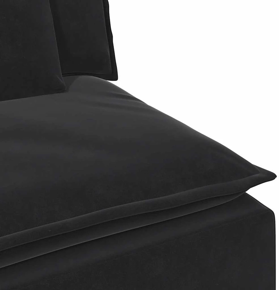 Modulinė sofa su porankiu ir pagalvėlėmis, juoda, 100 cm