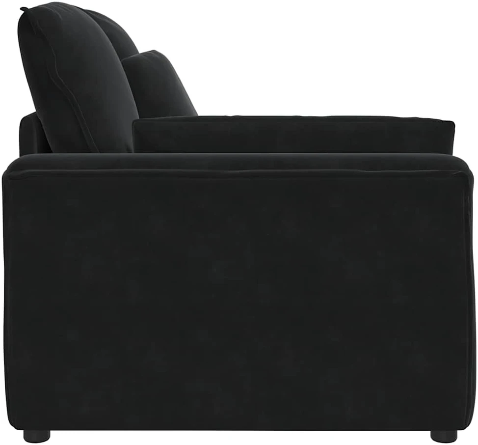 Modulinė sofa su porankiu ir pagalvėlėmis, juoda, 100 cm