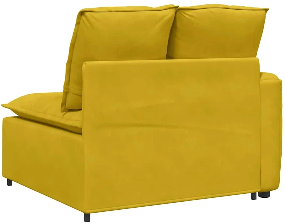 Modulinė sofa su porankiu ir pagalvėlėmis, geltona, 100 cm