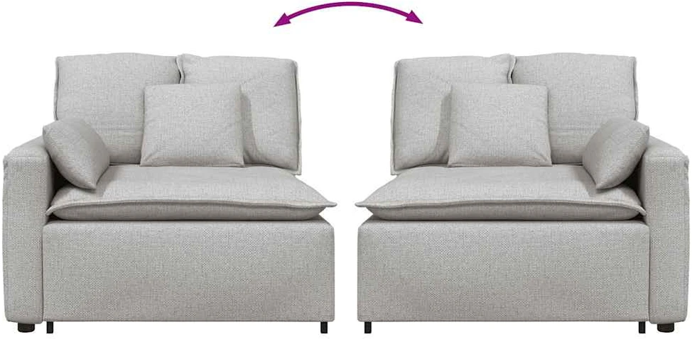 Modulinė sofa su porankiu ir pagalvėlėmis, pilka, 100 cm