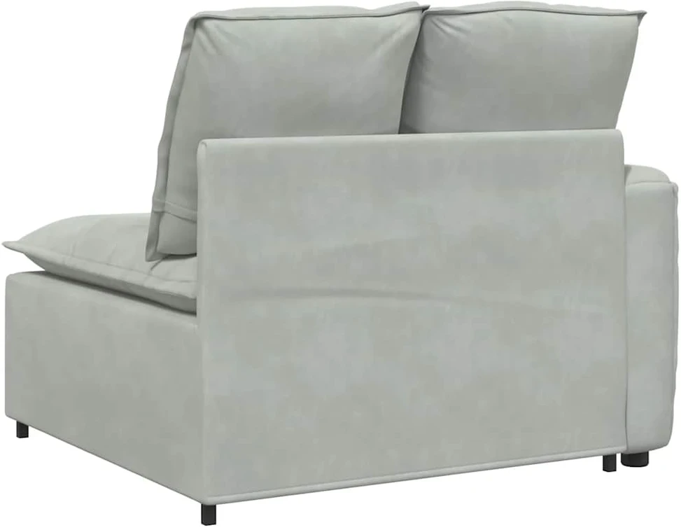 Modulinė sofa su porankiu ir pagalvėlėmis, šviesiai pilka, 100 cm