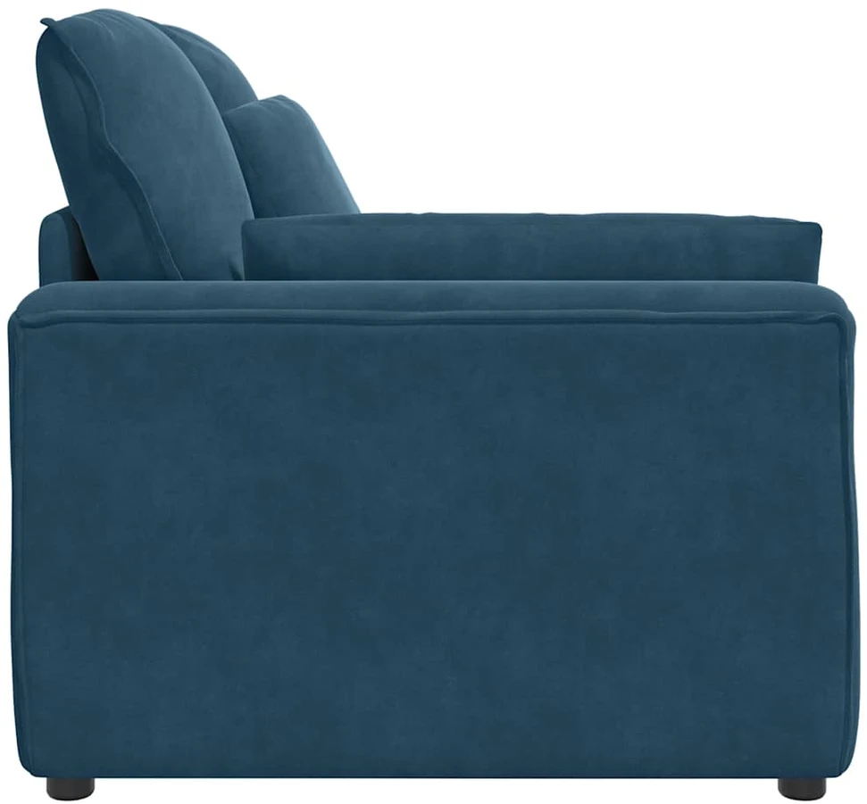 Modulinė sofa su porankiu ir pagalvėlėmis, mėlyna, 100 cm
