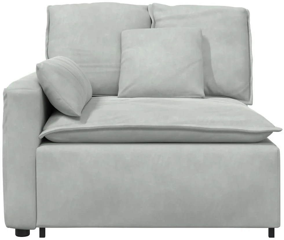 Modulinė sofa su porankiu ir pagalvėlėmis, šviesiai pilka, 100 cm