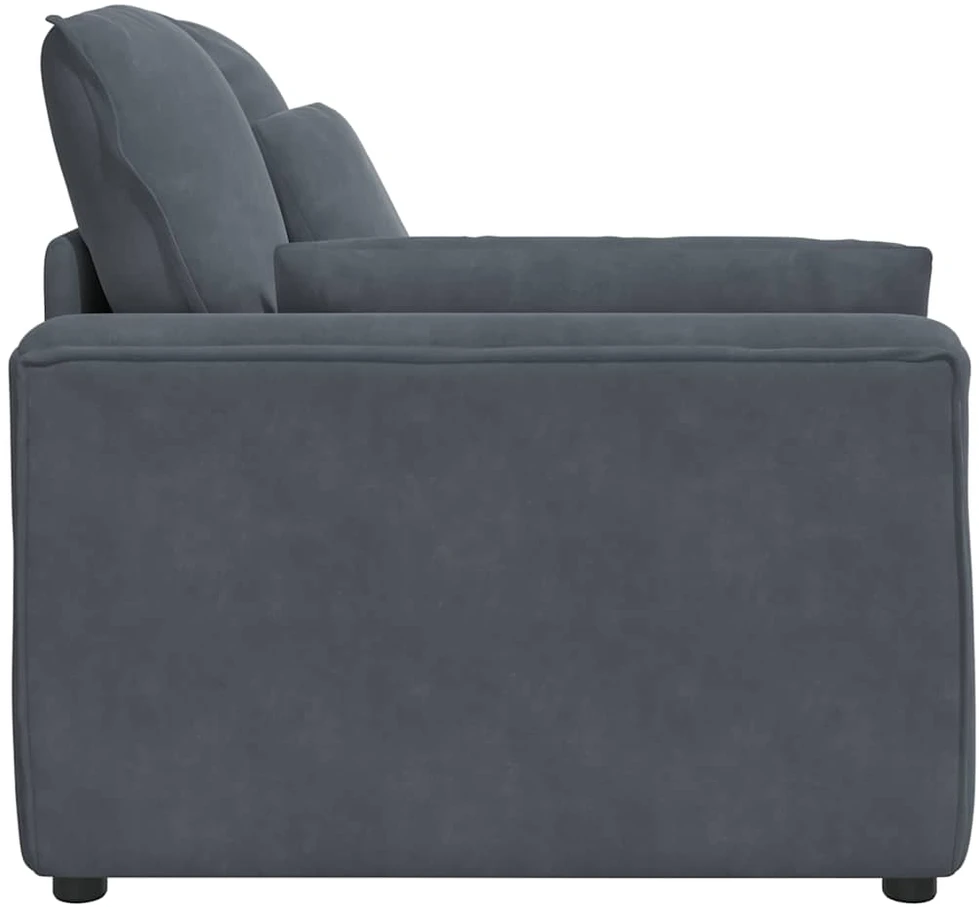 Modulinė sofa su porankiu ir pagalvėlėmis, tamsiai pilka, 100 cm