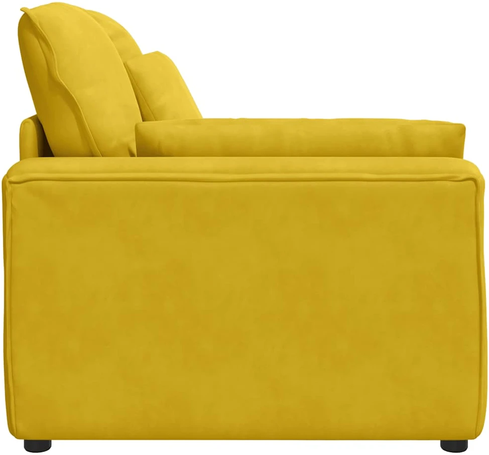 Modulinė sofa su porankiu ir pagalvėlėmis, geltona, 100 cm