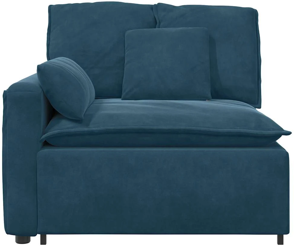 Modulinė sofa su porankiu ir pagalvėlėmis, mėlyna, 100 cm