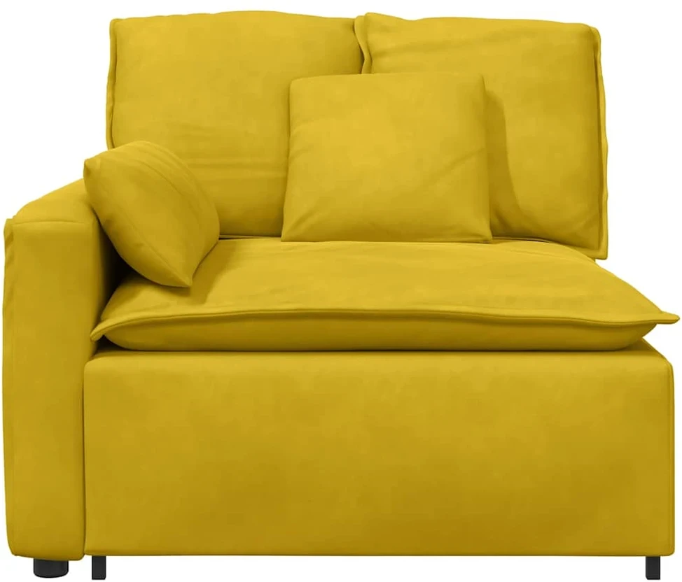 Modulinė sofa su porankiu ir pagalvėlėmis, geltona, 100 cm