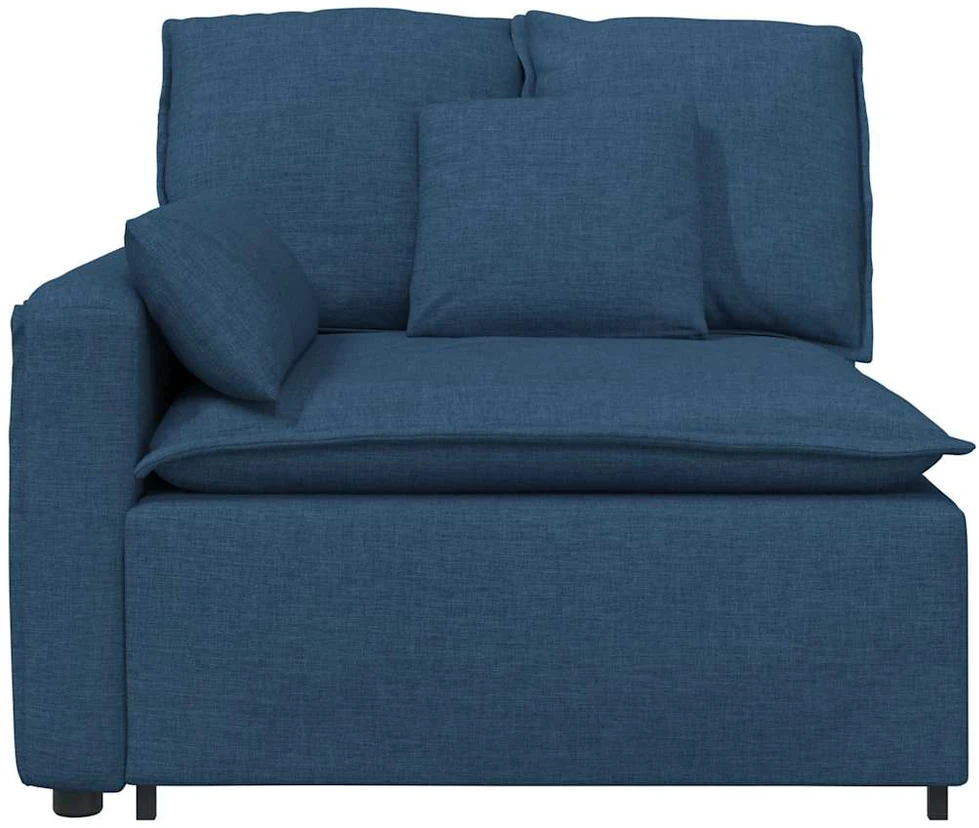 Modulinė sofa su porankiu ir pagalvėlėmis, mėlyna, 100 cm