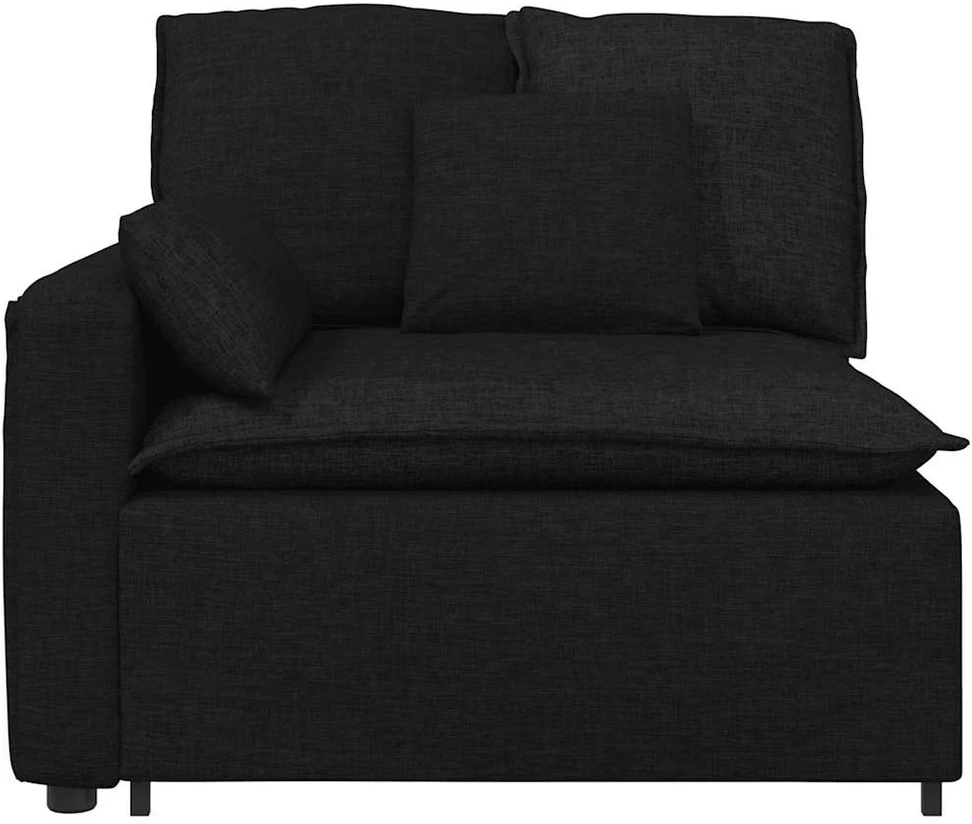 Modulinė sofa su porankiu ir pagalvėlėmis, juoda, 100 cm