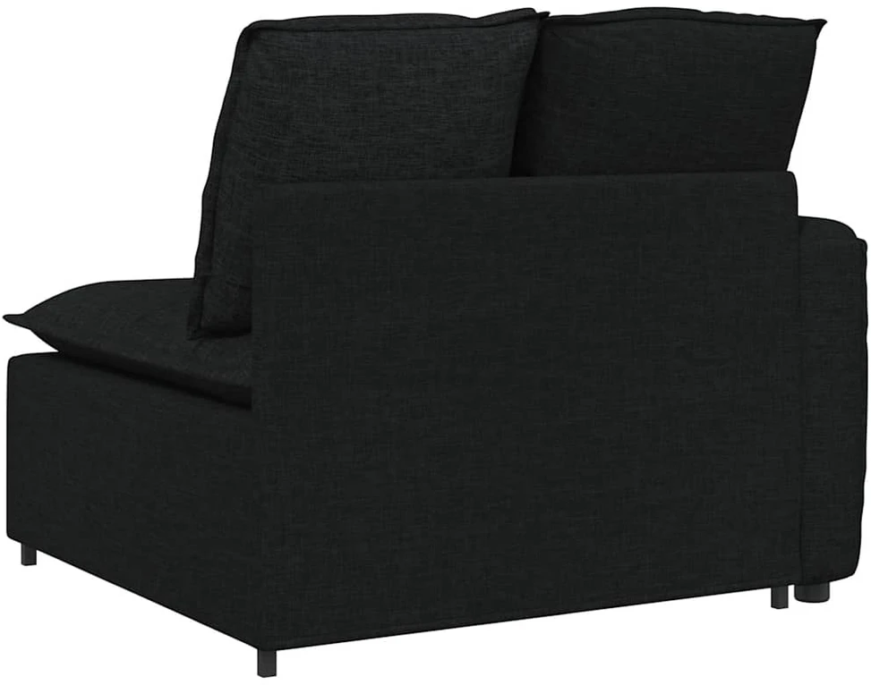 Modulinė sofa su porankiu ir pagalvėlėmis, juoda, 100 cm