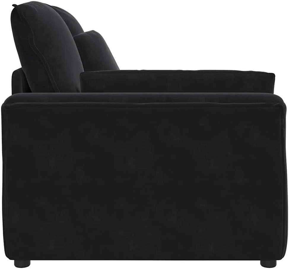Modulinė sofa su porankiu ir pagalvėlėmis, juoda, 100 cm