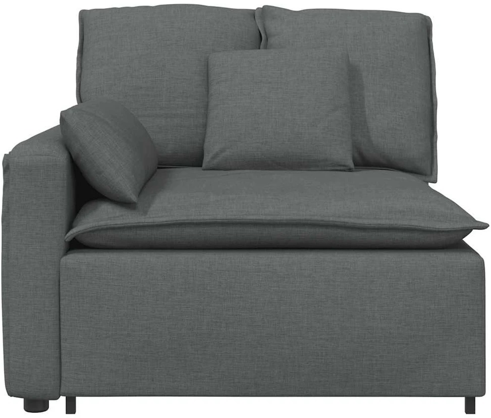 Modulinė sofa su porankiu ir pagalvėlėmis, tamsiai pilka, 100 cm