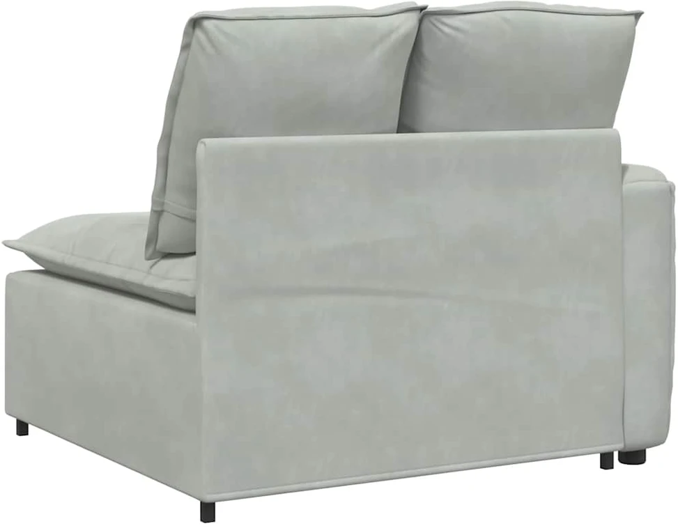 Modulinė sofa su porankiu ir pagalvėlėmis, šviesiai pilka, 100 cm