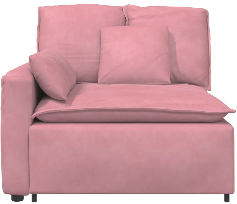 Modulinė sofa su porankiu ir pagalvėlėmis, rožinė, 100 cm