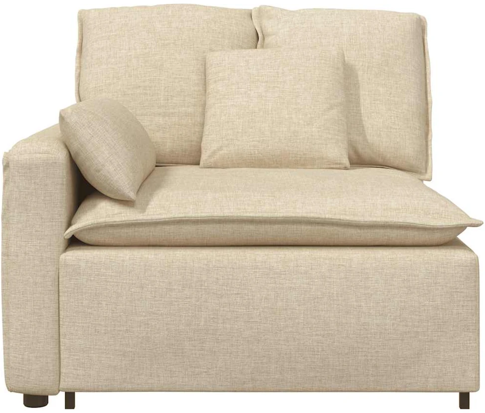 Modulinė sofa su porankiu ir pagalvėlėmis, kreminės spalvos, 100 cm