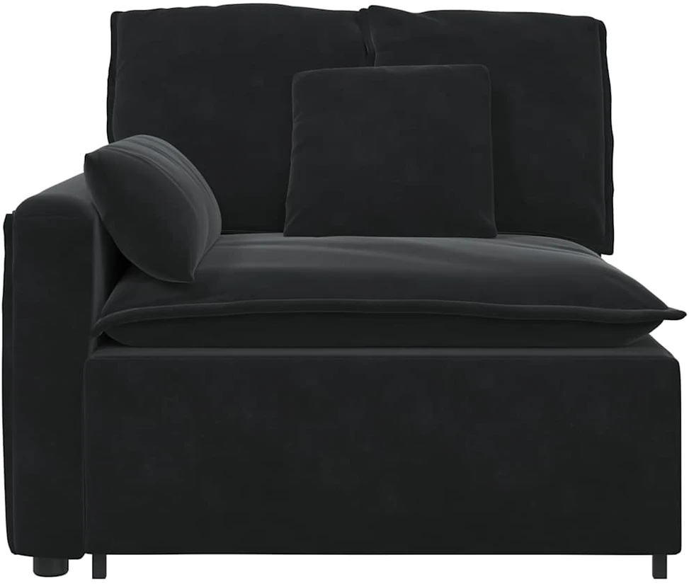 Modulinė sofa su porankiu ir pagalvėlėmis, juoda, 100 cm