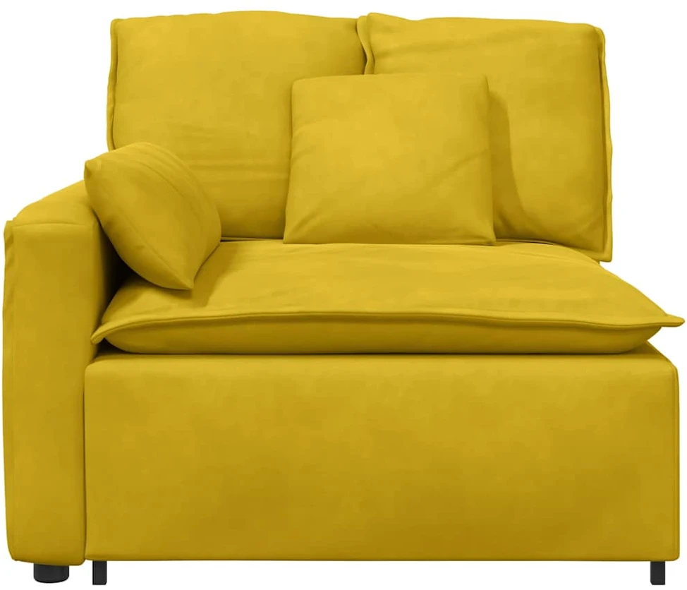 Modulinė sofa su porankiu ir pagalvėlėmis, geltona, 100 cm