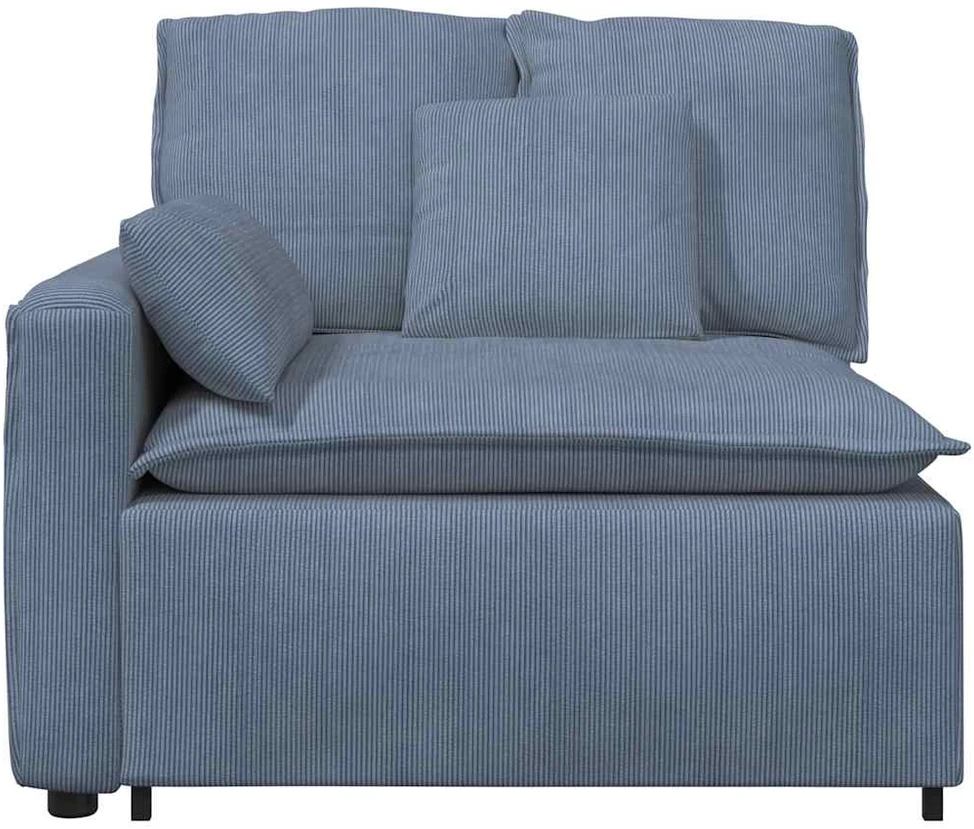 Modulinė sofa su porankiu ir pagalvėlėmis, mėlyna, 100 cm