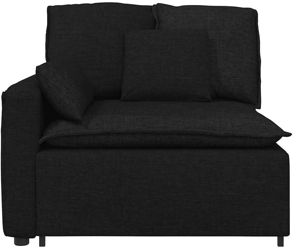 Modulinė sofa su porankiu ir pagalvėlėmis, juoda, 100 cm