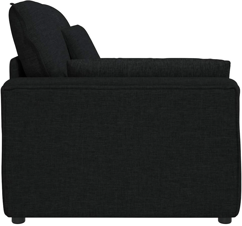 Modulinė sofa su porankiu ir pagalvėlėmis, juoda, 100 cm