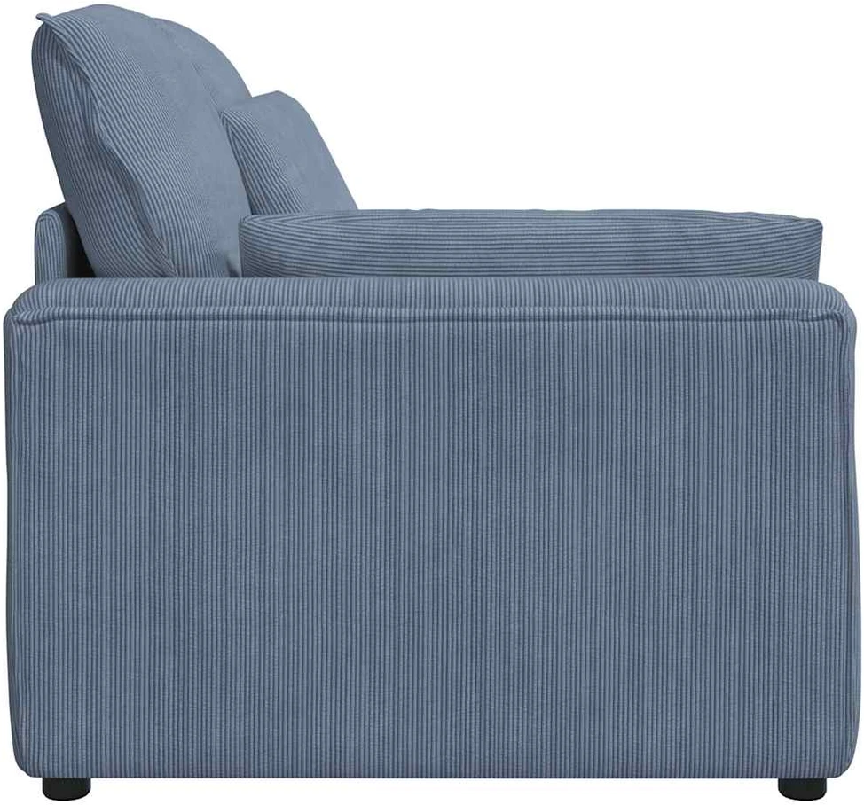 Modulinė sofa su porankiu ir pagalvėlėmis, mėlyna, 100 cm