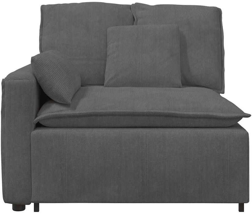 Modulinė sofa su porankiu ir pagalvėlėmis, tamsiai pilka, 100 cm