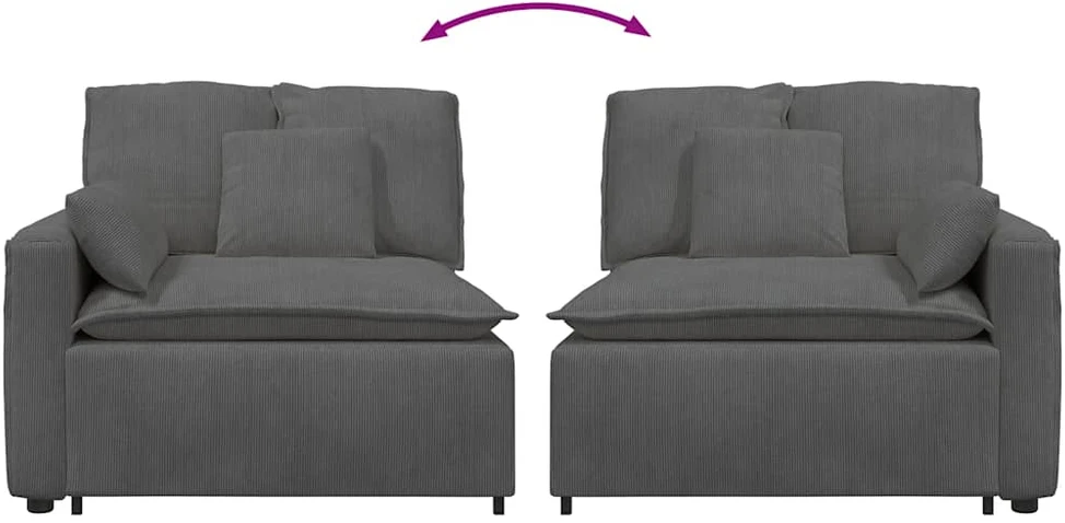 Modulinė sofa su porankiu ir pagalvėlėmis, tamsiai pilka, 100 cm