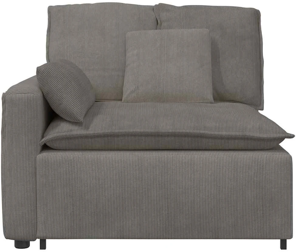 Modulinė sofa su porankiu ir pagalvėlėmis, šviesiai pilka, 100 cm