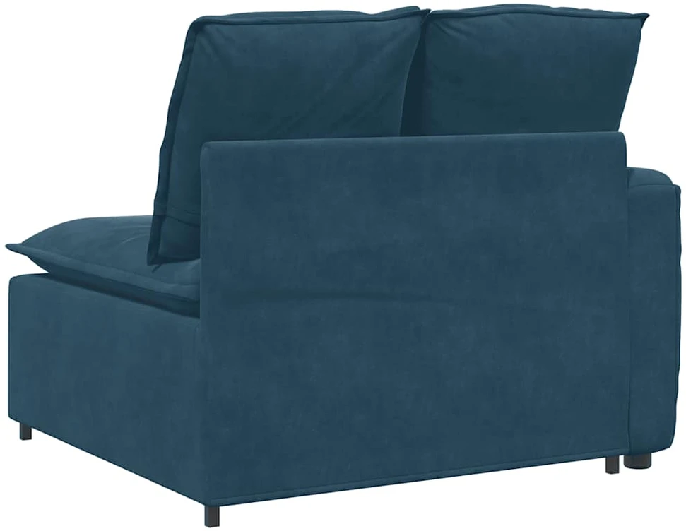 Modulinė sofa su porankiu ir pagalvėlėmis, mėlyna, 100 cm