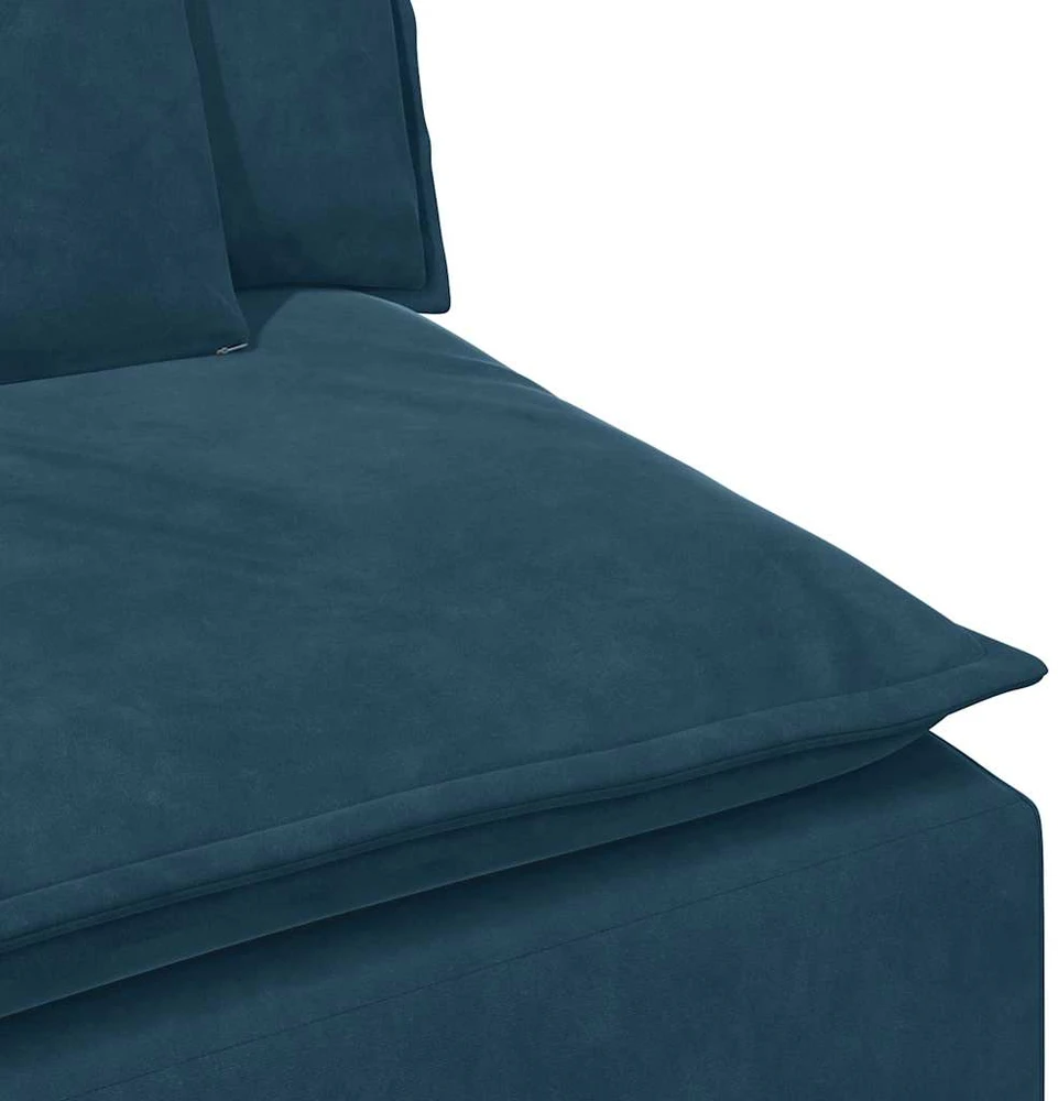 Modulinė sofa su porankiu ir pagalvėlėmis, mėlyna, 100 cm
