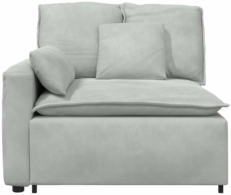 Modulinė sofa su porankiu ir pagalvėlėmis, šviesiai pilka, 100 cm