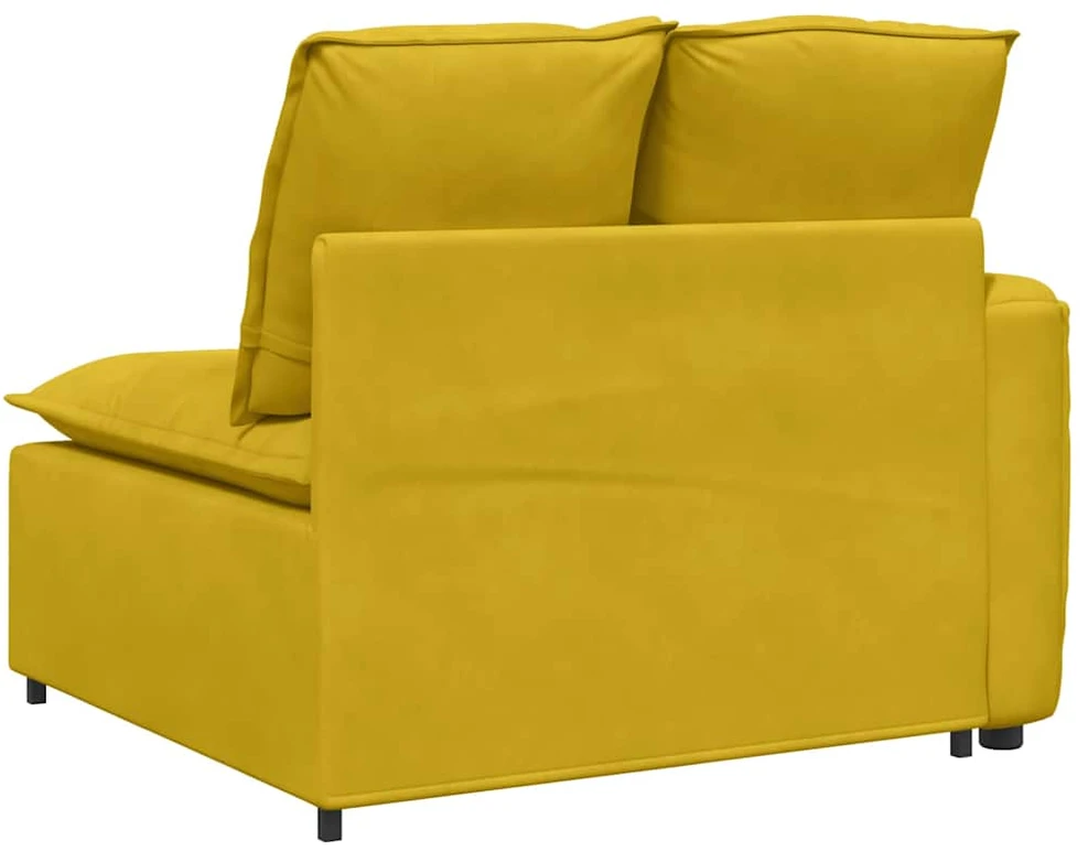 Modulinė sofa su porankiu ir pagalvėlėmis, geltona, 100 cm