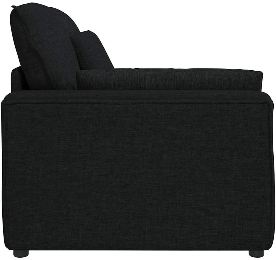 Modulinė sofa su porankiu ir pagalvėlėmis, juoda, 100 cm