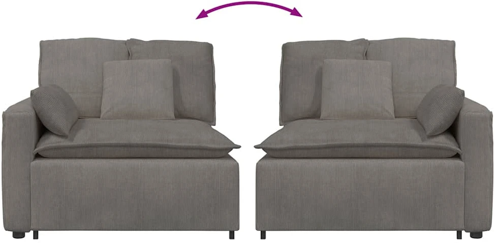 Modulinė sofa su porankiu ir pagalvėlėmis, šviesiai pilka, 100 cm
