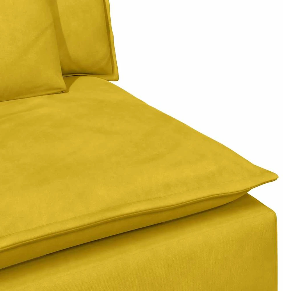Modulinė sofa su porankiu ir pagalvėlėmis, geltona, 100 cm