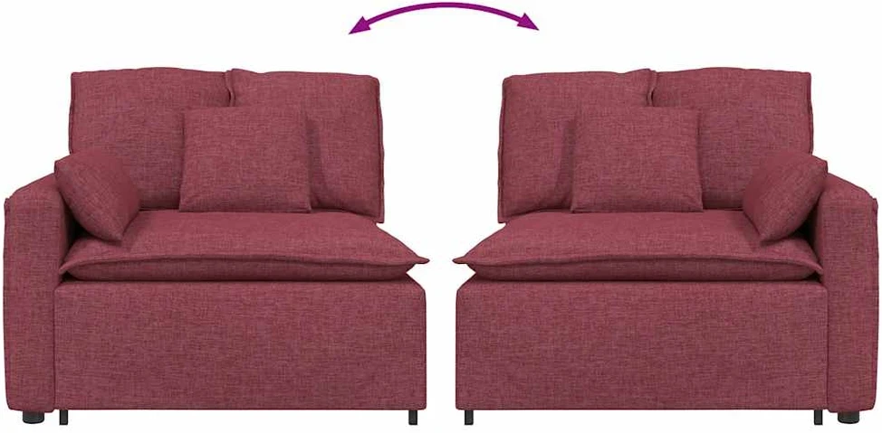 Modulinė sofa su porankiu, vyno raudonos spalvos, 100 cm