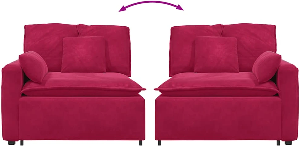 Modulinė sofa su porankiu, vyno raudonos spalvos, 100 cm