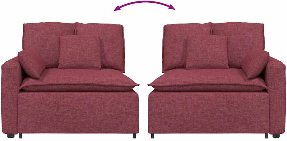 Modulinė sofa su porankiu, vyno raudonos spalvos, 100 cm