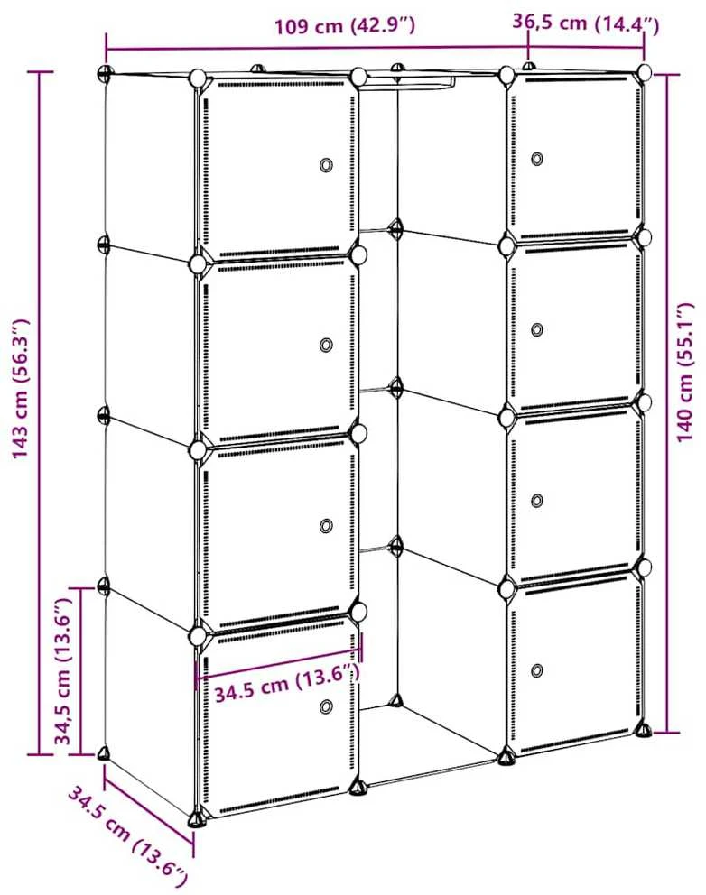 Modulinė spinta, 9 skyrių, balta, 37x115x150 cm