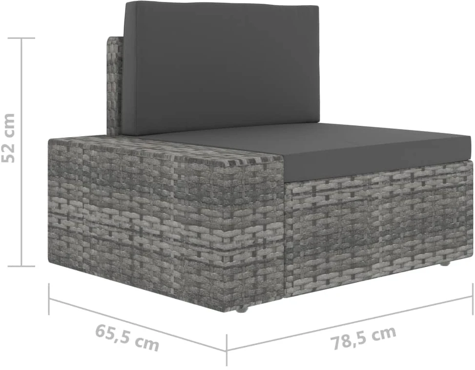 Modulinė trivietė sofa, pilkos spalvos, poliratanas