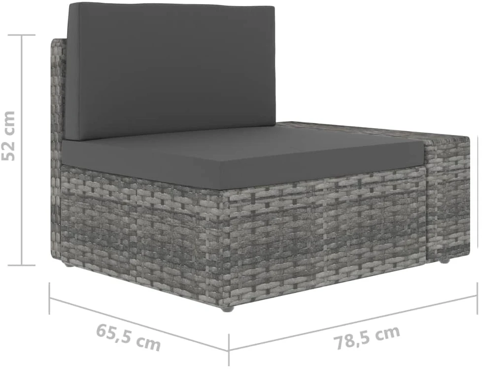 Modulinė trivietė sofa, pilkos spalvos, poliratanas