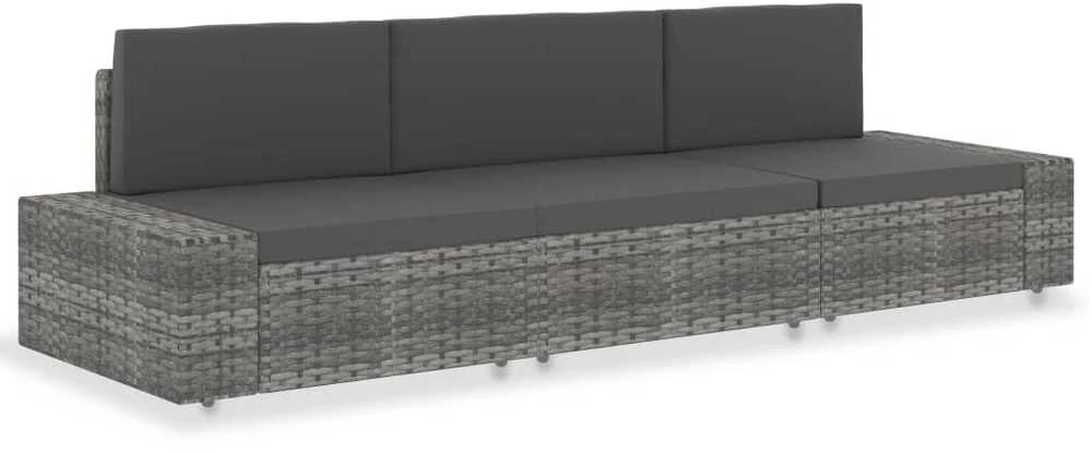 Modulinė trivietė sofa, pilkos spalvos, poliratanas